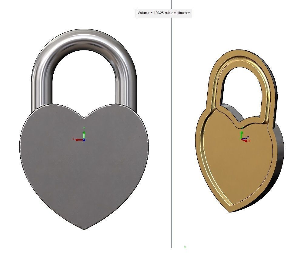 Heart shaped padlock pendant charm and ornament 3D print model_20