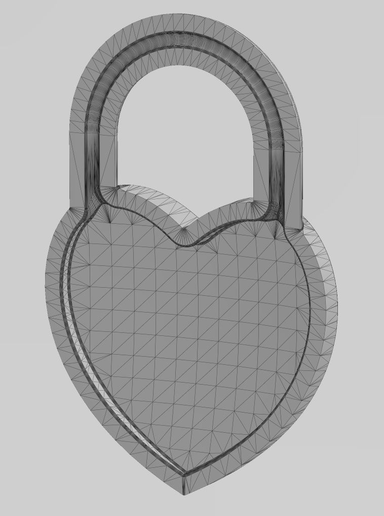 Heart shaped padlock pendant charm and ornament 3D print model_26