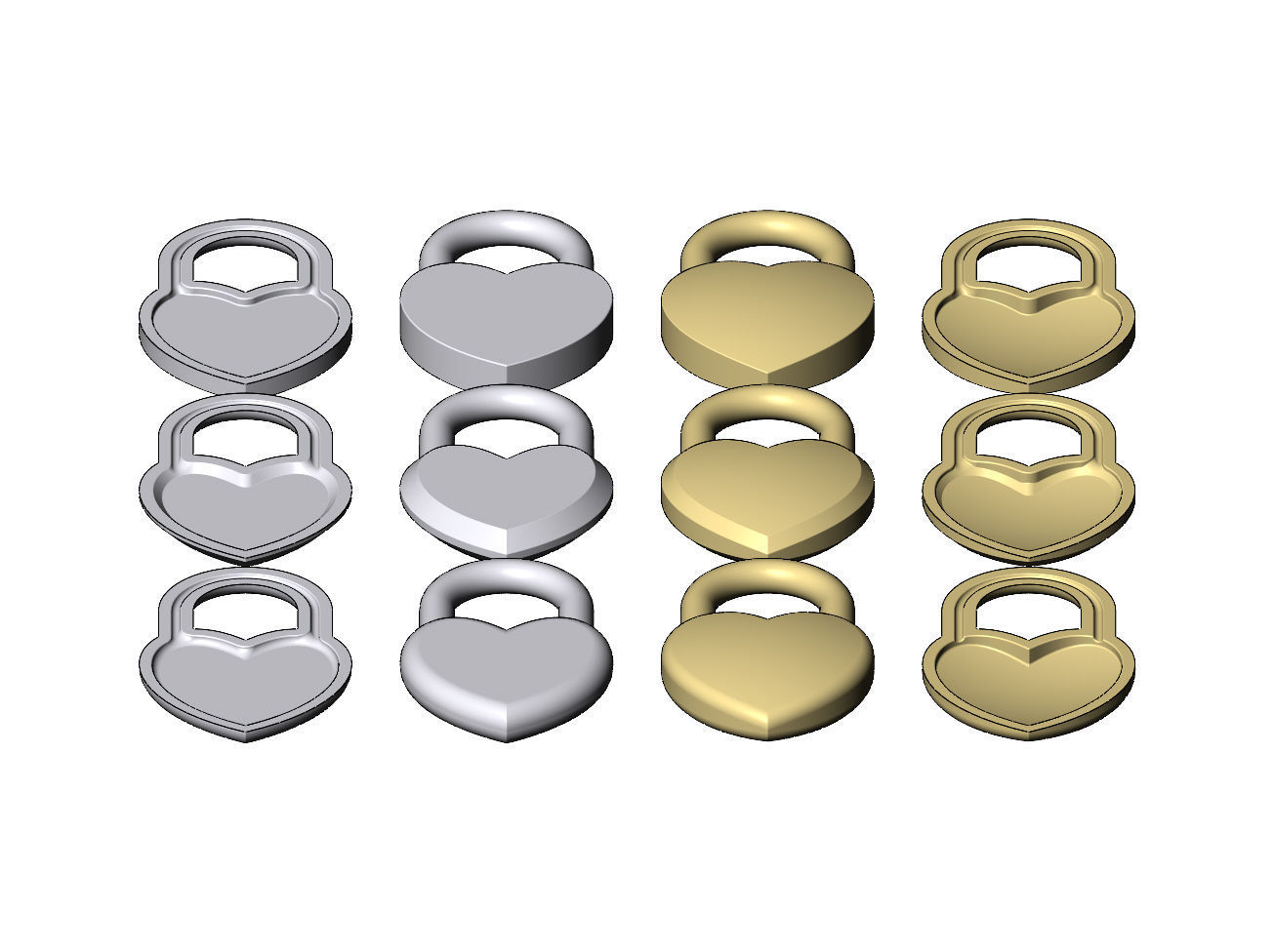 Heart shaped padlock pendant charm and ornament 3D print model_14