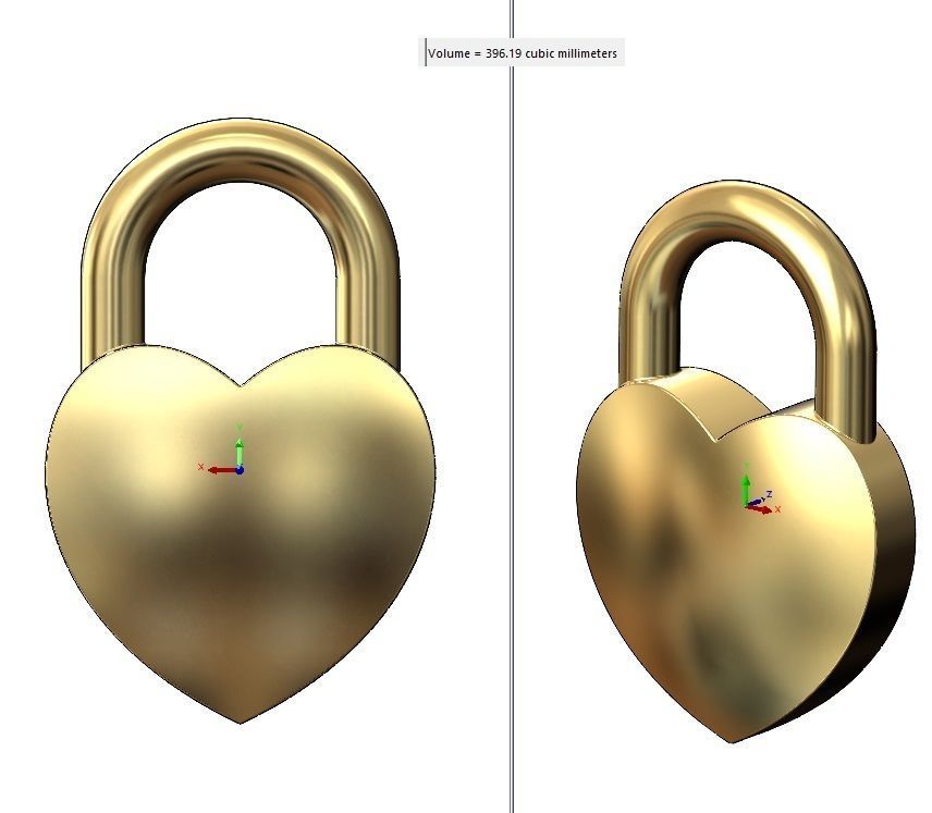 Heart shaped padlock pendant charm and ornament 3D print model_17