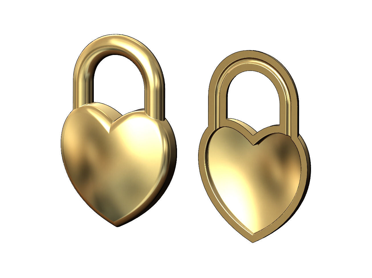 Heart shaped padlock pendant charm and ornament 3D print model_12
