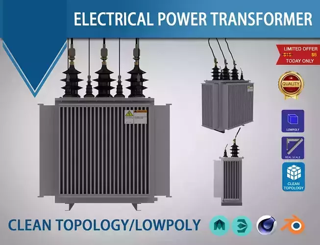Electrical Power Transformer - Lowpoly 