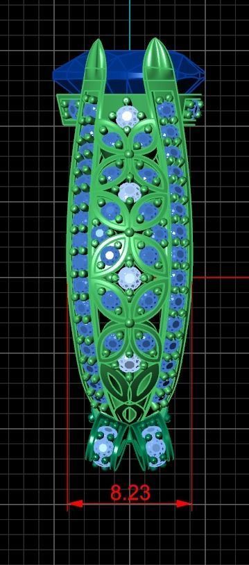 ring with a heart stone on a shank bow 13 3D print model_17