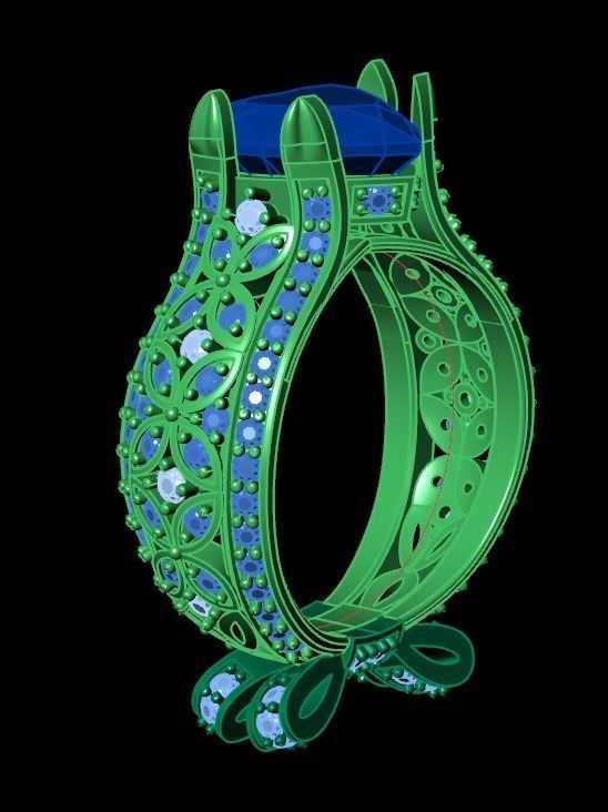 ring with a heart stone on a shank bow 13 3D print model_18