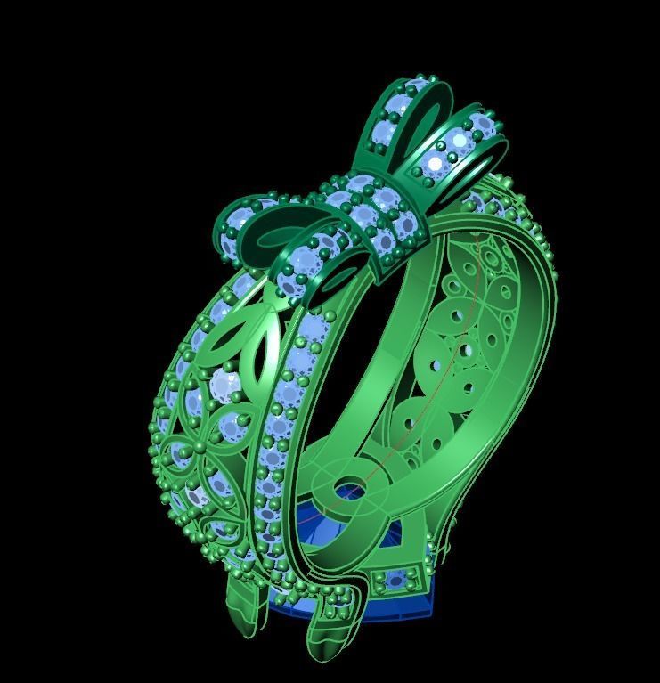 ring with a heart stone on a shank bow 13 3D print model_22