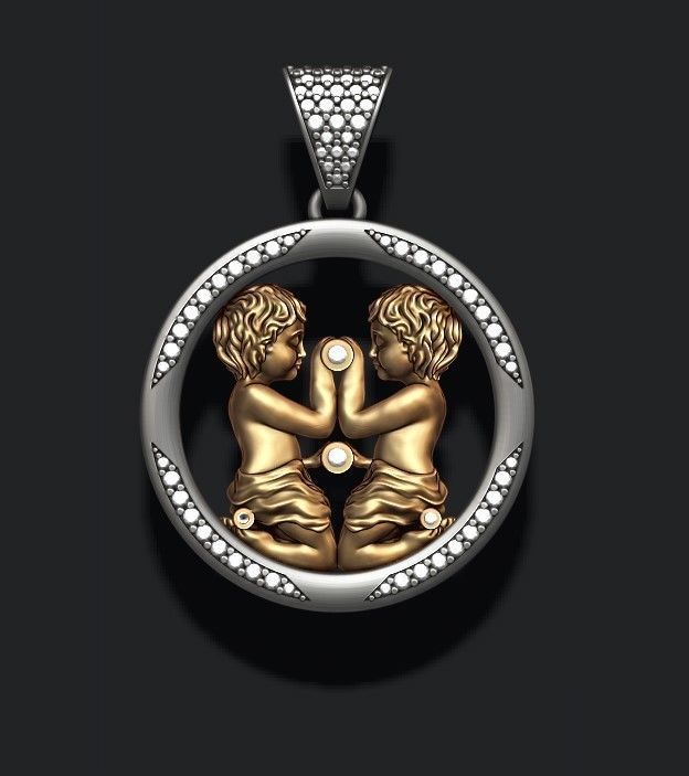 jewellery horoscope signes pack with gems 3D print model_6