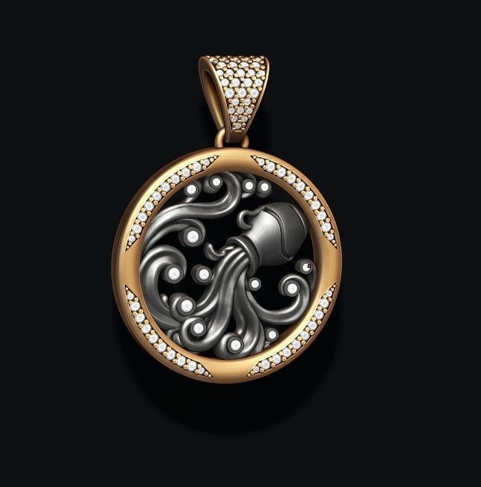 jewellery horoscope signes pack with gems 3D print model_7