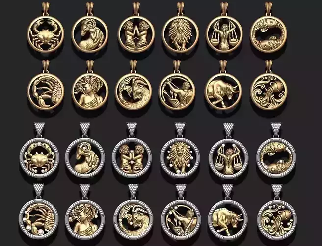 jewellery horoscope signes pack 3D print model