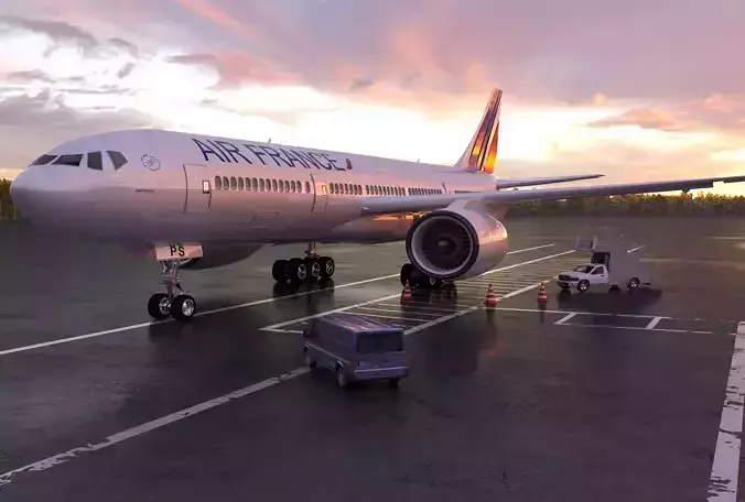 airplane philippines airways boeing on tarmac at sunset 3D model