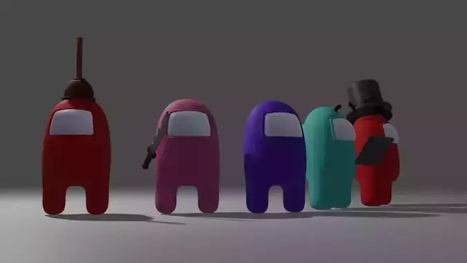 Among Us Low Poly Rigged Characters Low-poly 3D model