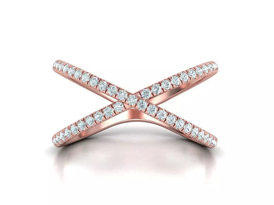 Crisscross Delicate ring with French Pave setting 3dmodel 3D print model_0