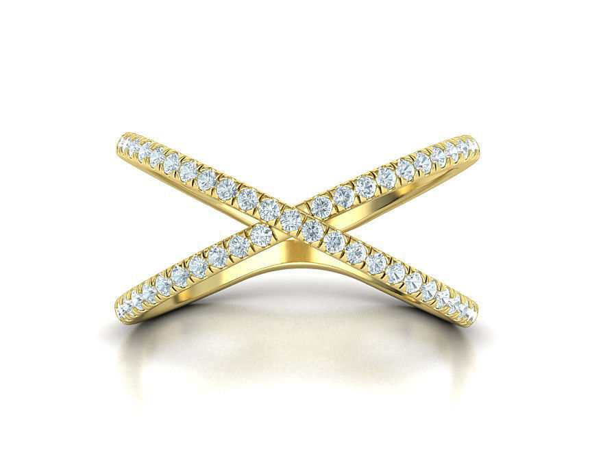 Crisscross Delicate ring with French Pave setting 3dmodel 3D print model_2