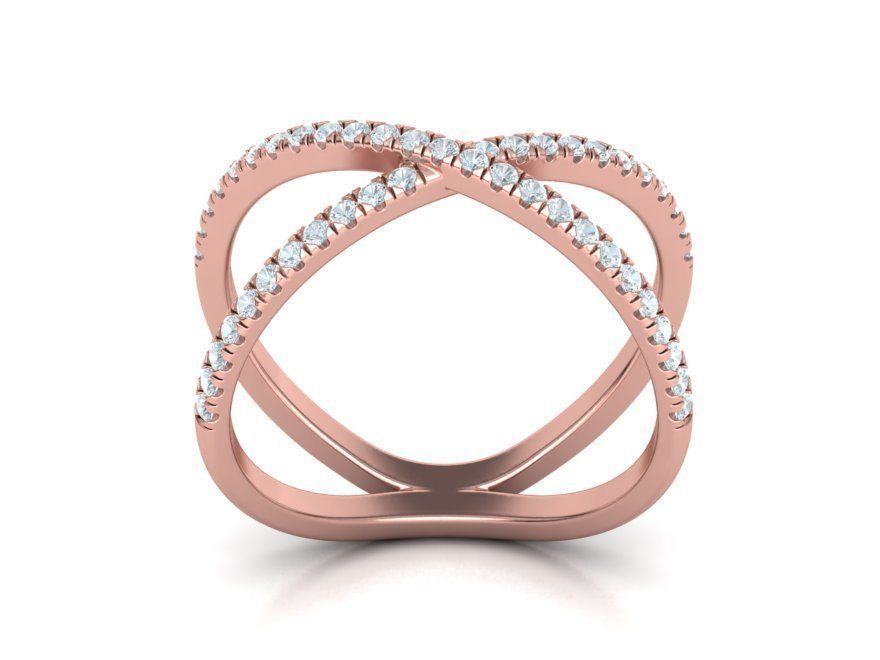 Crisscross Delicate ring with French Pave setting 3dmodel 3D print model_14