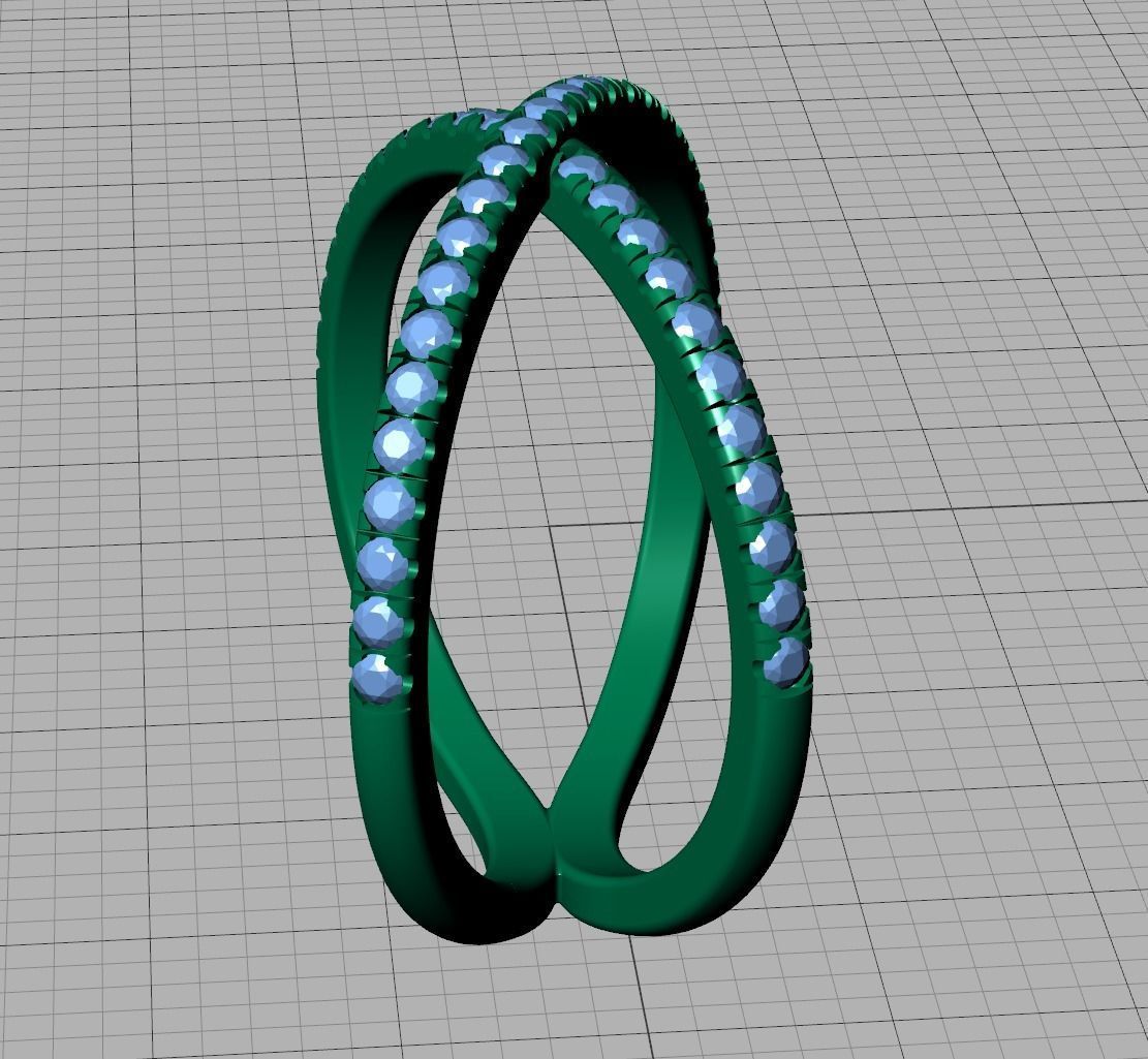 Crisscross Delicate ring with French Pave setting 3dmodel 3D print model_6