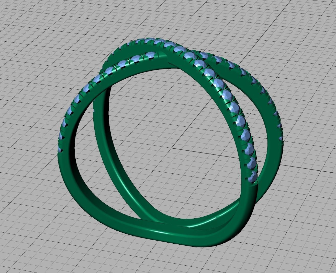 Crisscross Delicate ring with French Pave setting 3dmodel 3D print model_5