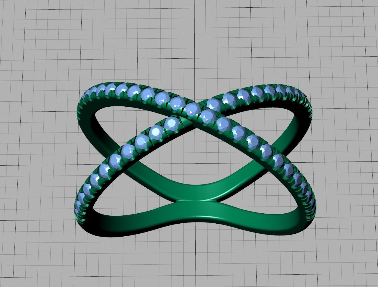 Crisscross Delicate ring with French Pave setting 3dmodel 3D print model_7