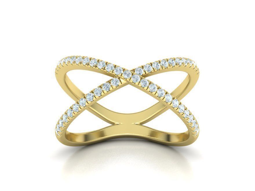 Crisscross Delicate ring with French Pave setting 3dmodel 3D print model_10