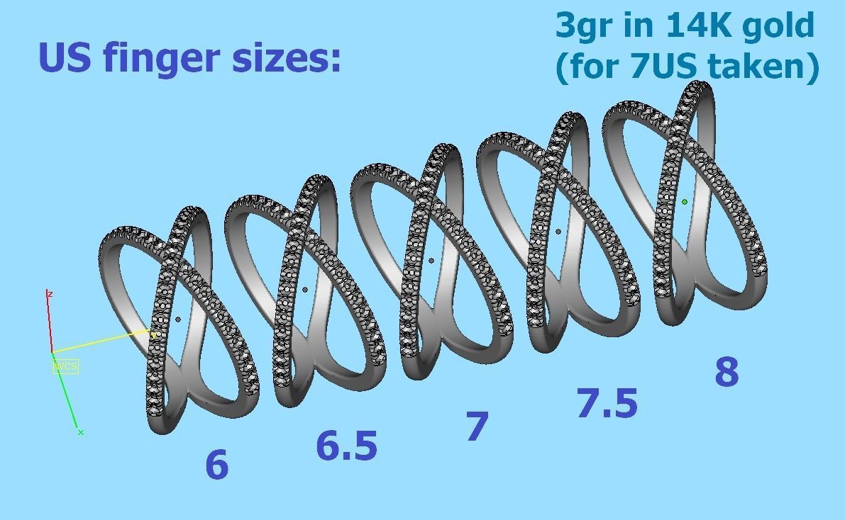 Crisscross Delicate ring with French Pave setting 3dmodel 3D print model_4