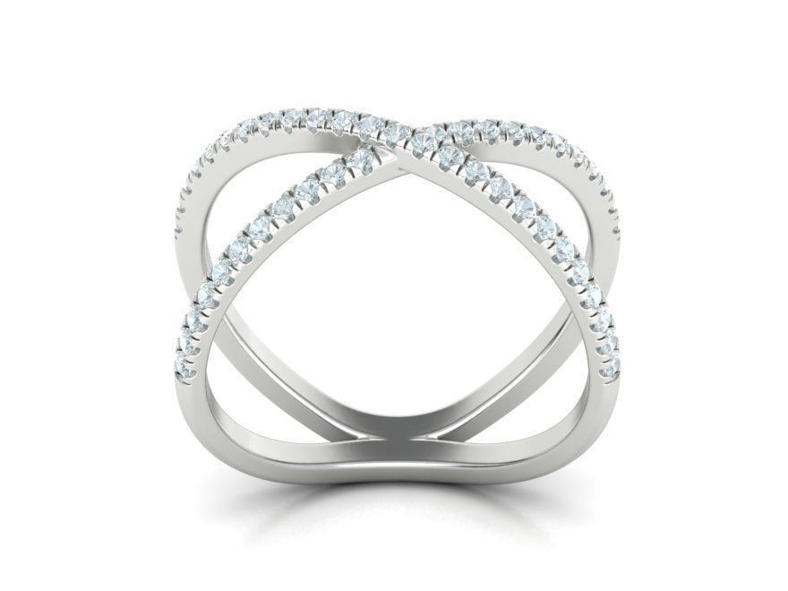 Crisscross Delicate ring with French Pave setting 3dmodel 3D print model_12