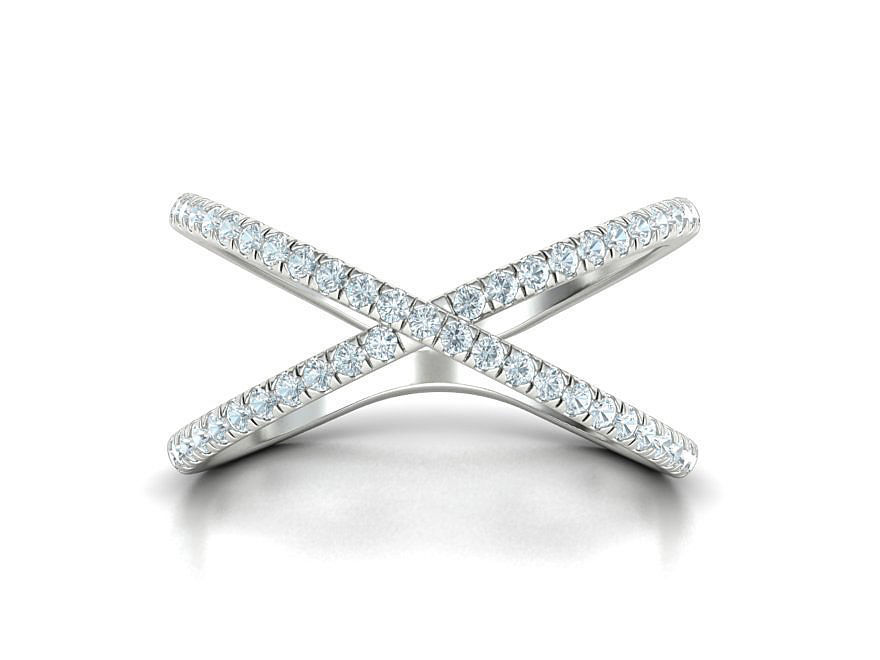 Crisscross Delicate ring with French Pave setting 3dmodel 3D print model_1