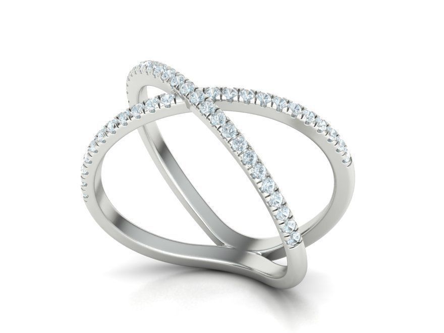 Crisscross Delicate ring with French Pave setting 3dmodel 3D print model_15