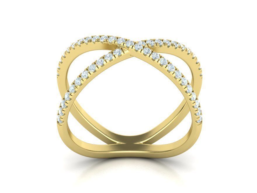 Crisscross Delicate ring with French Pave setting 3dmodel 3D print model_13