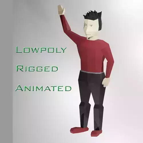 Lowpoly human man animated rigged 