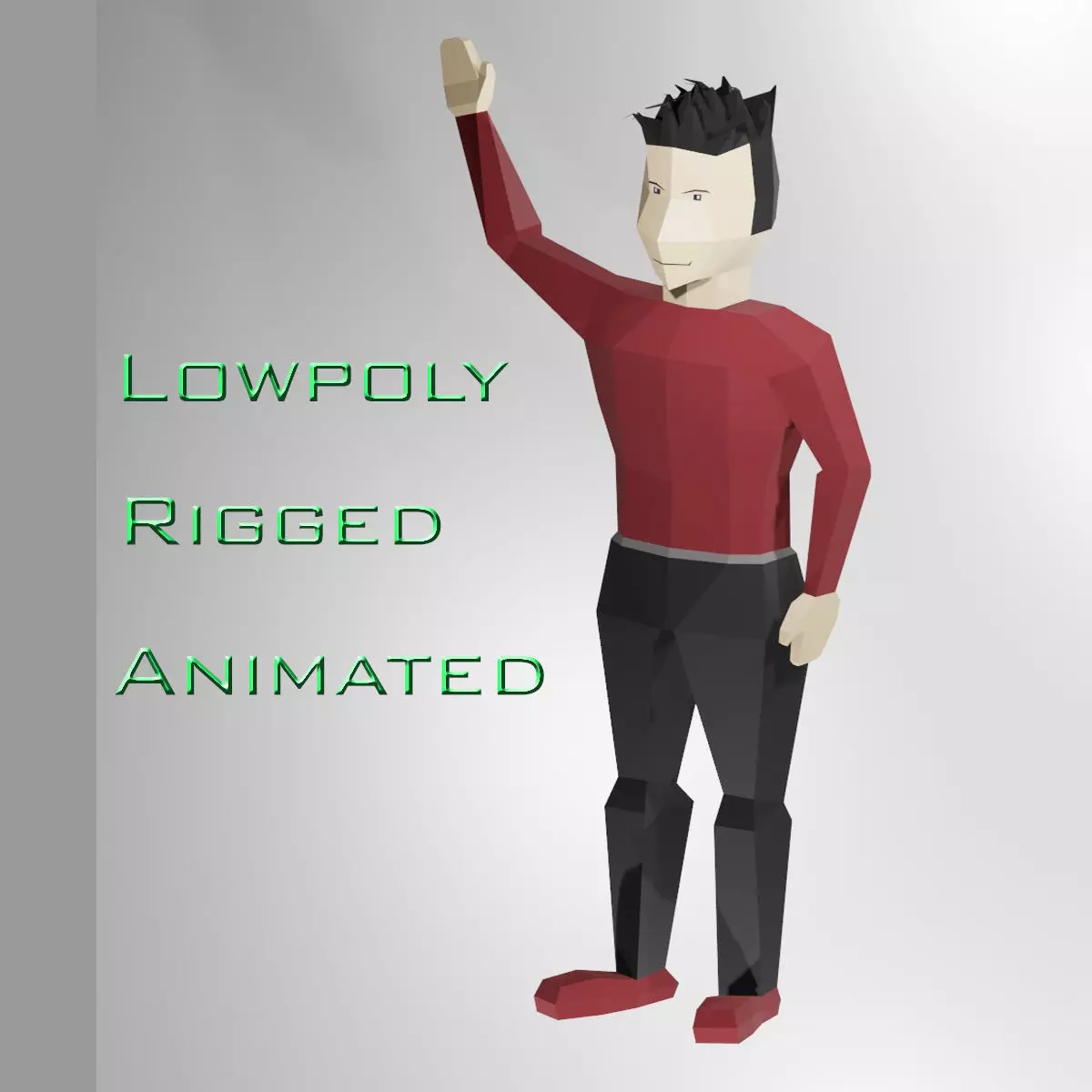 Lowpoly human man animated rigged Low-poly 3D model