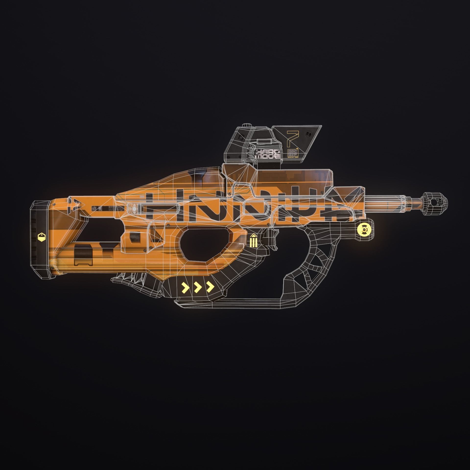 Sci-Fi Weapon Hunter Low-poly 3D model_7