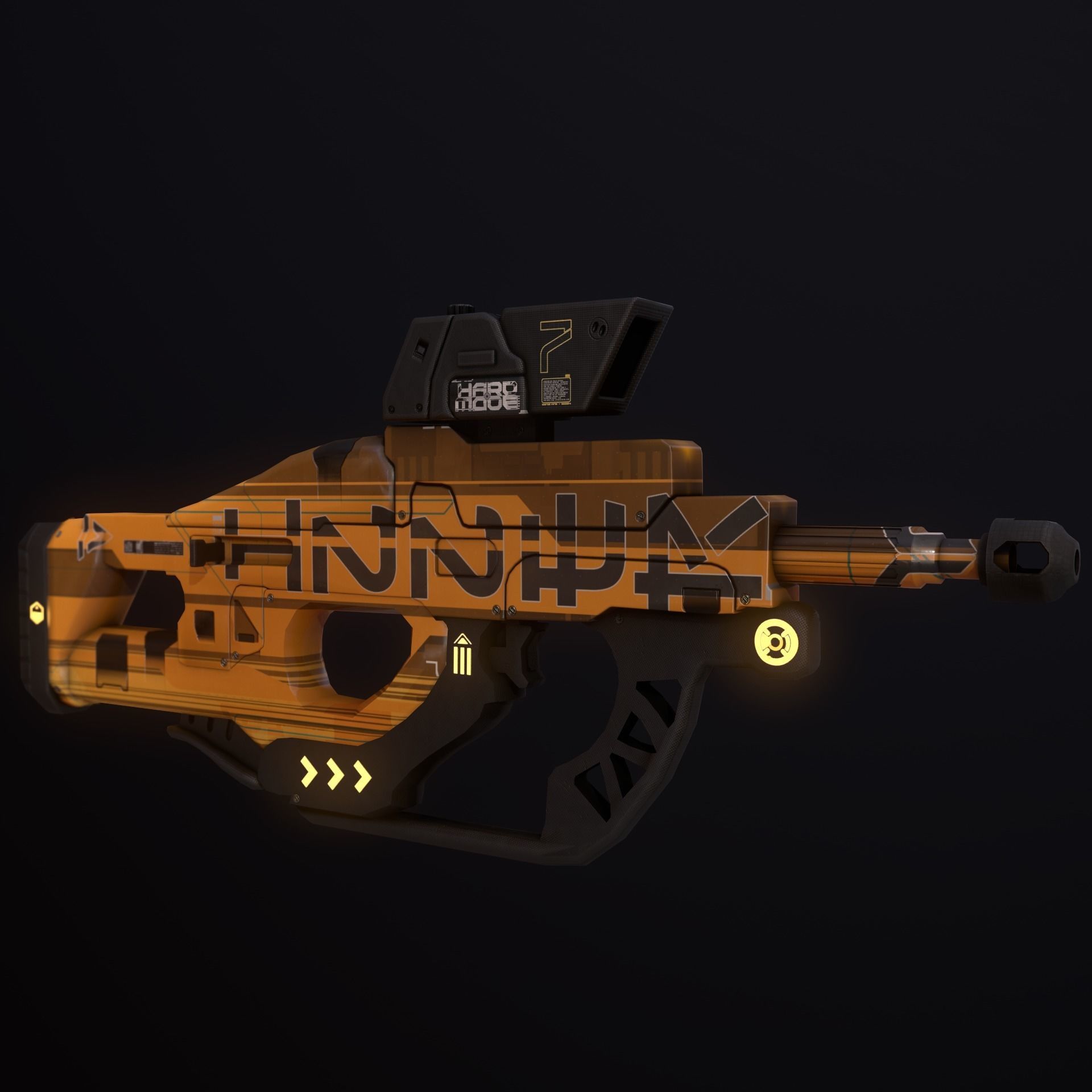 Sci-Fi Weapon Hunter Low-poly 3D model_4