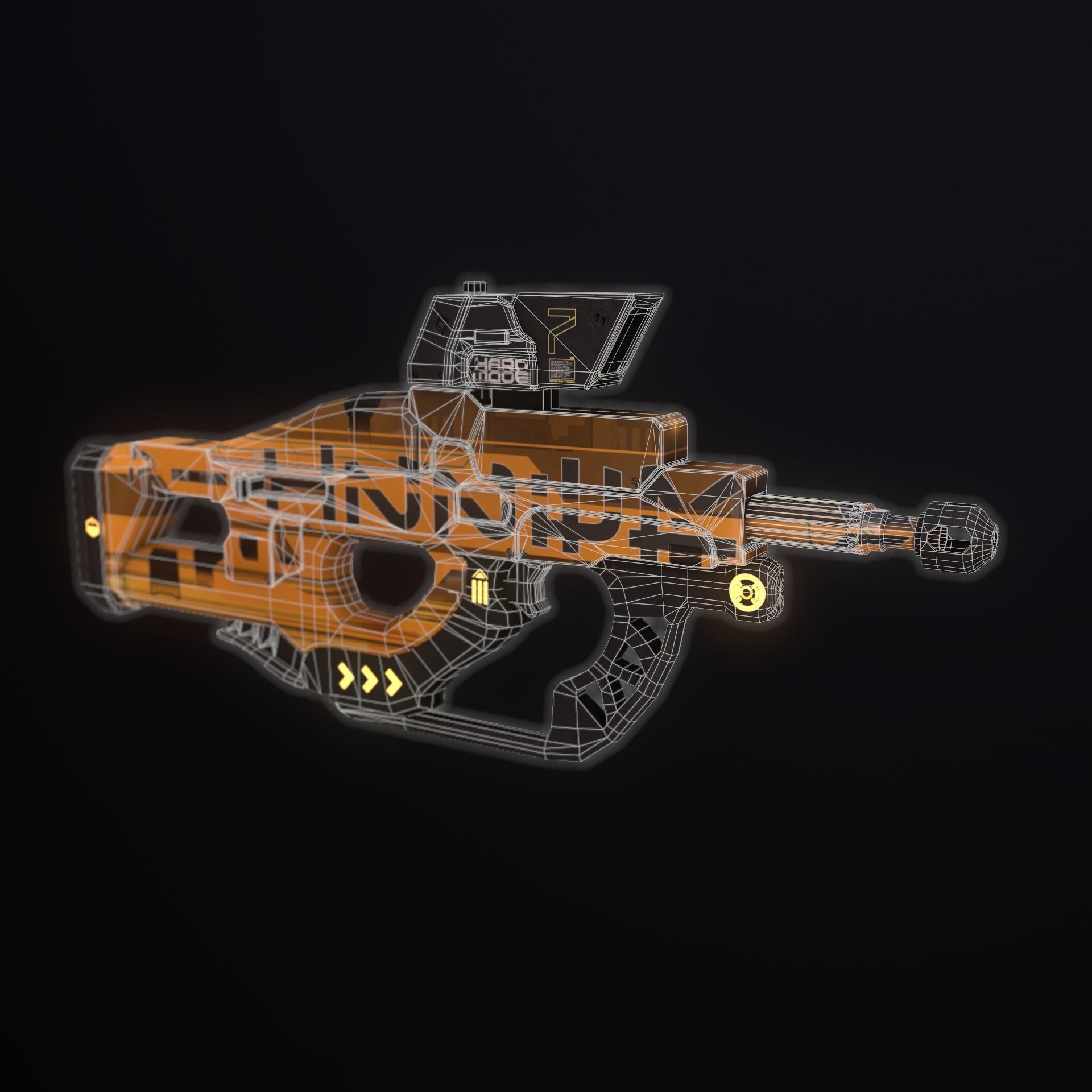 Sci-Fi Weapon Hunter Low-poly 3D model_5