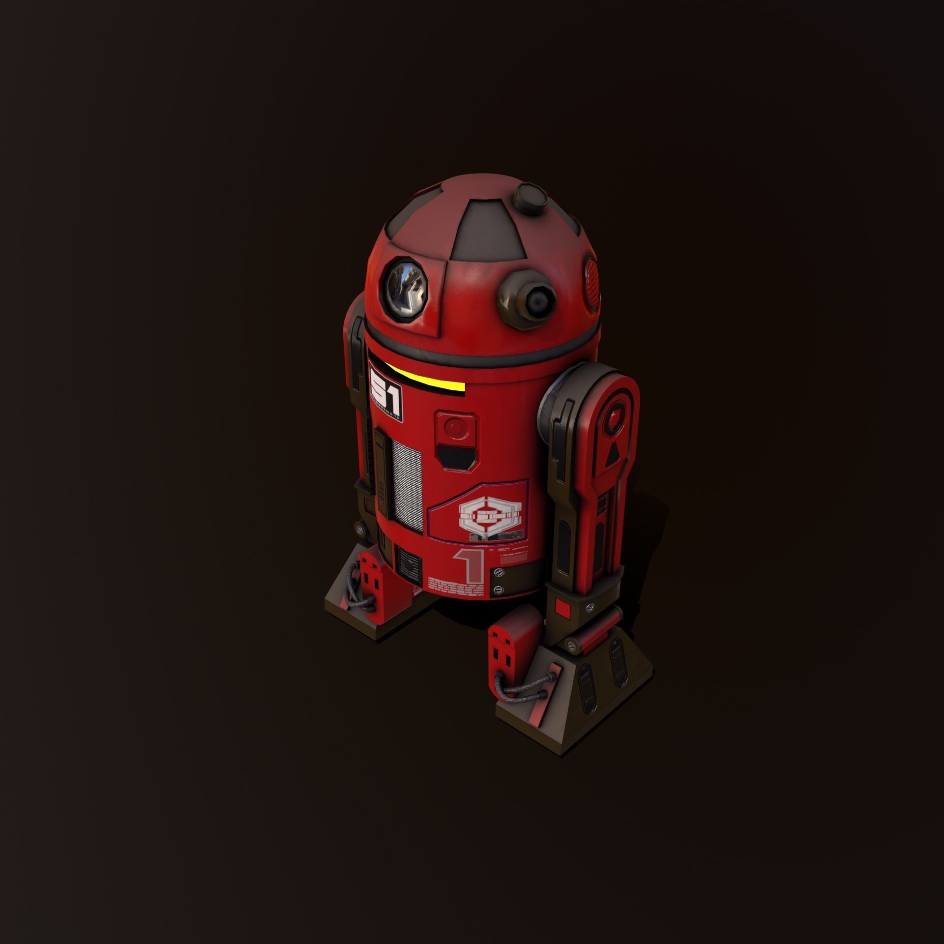 Droid v3 Low-poly 3D model_9