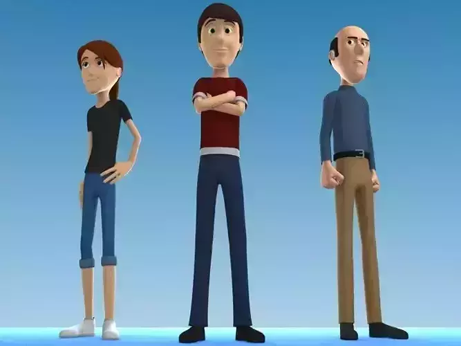 Slim Rigged Cartoon Characters Free 3D model
