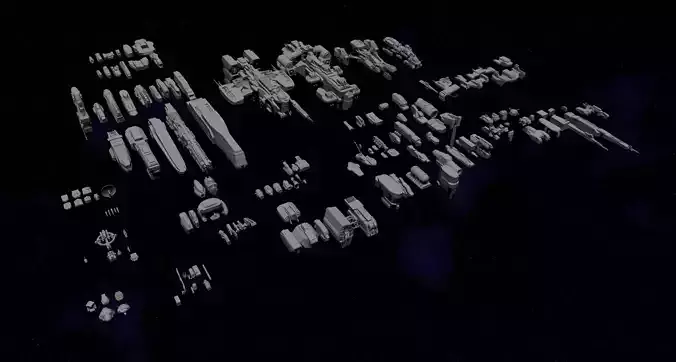 Sci-Fi Space Ships Kitbash Kit 3D model