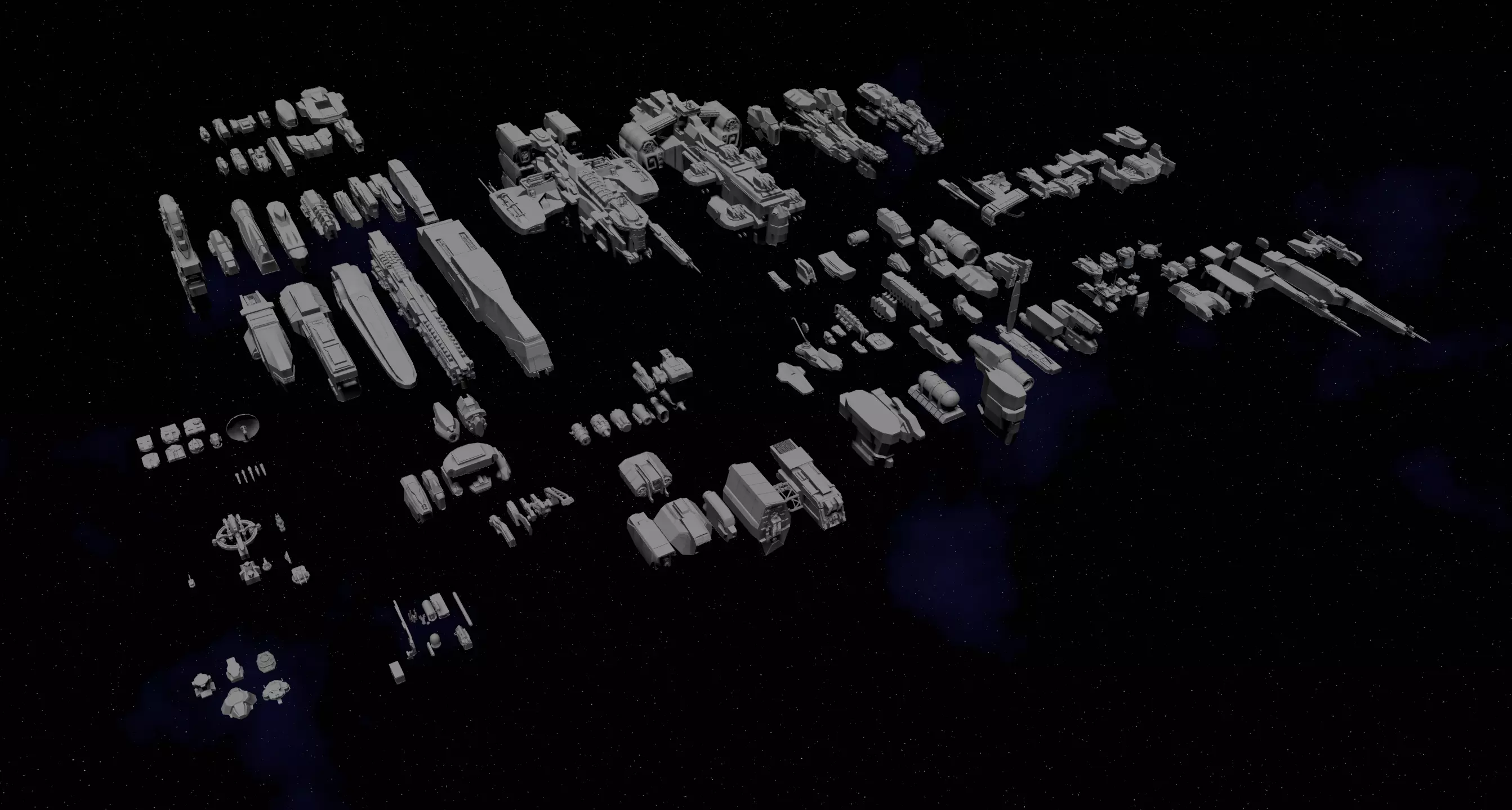 Sci-Fi Space Ships Kitbash Kit 3D model_0