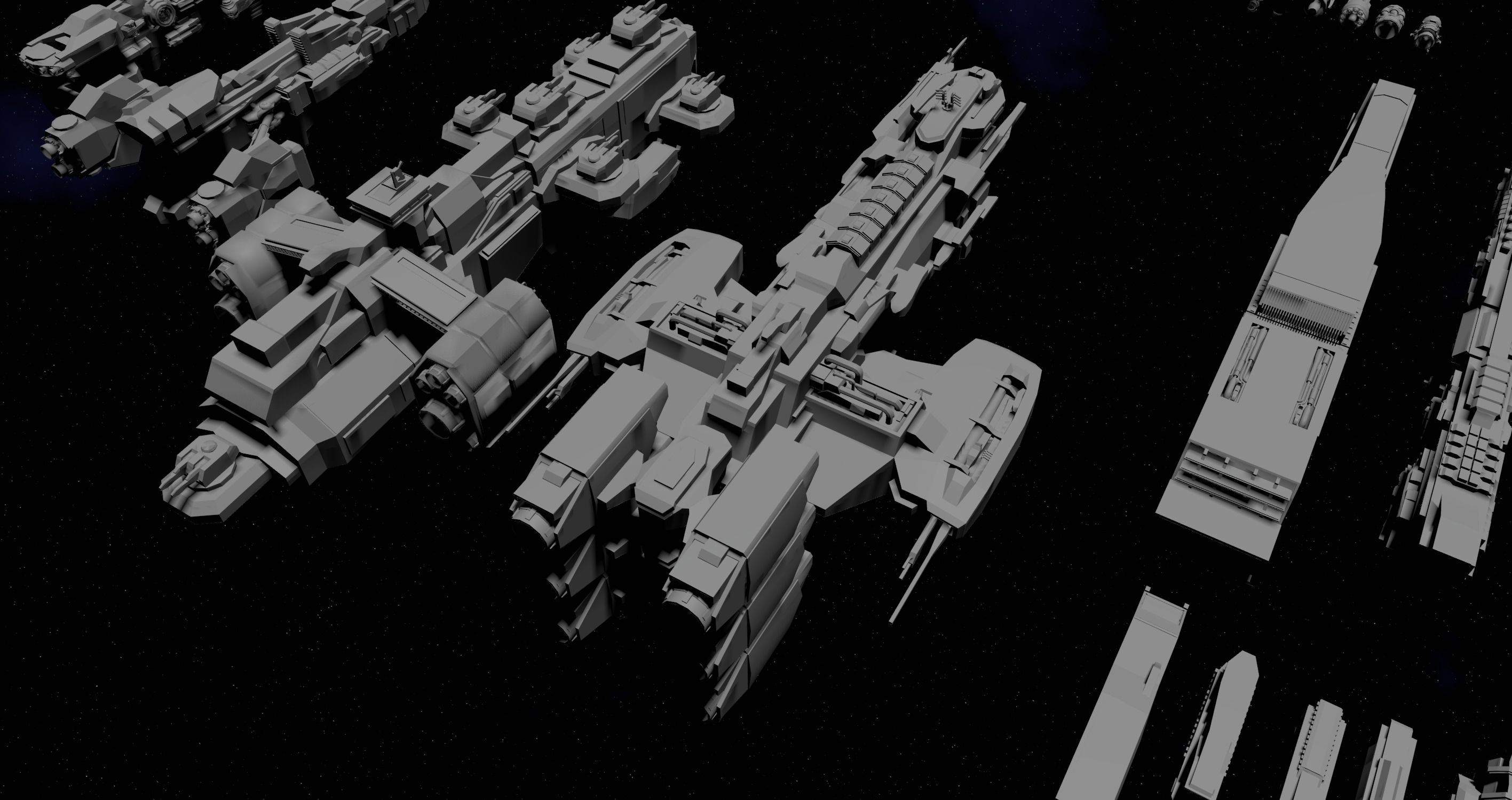 Sci-Fi Space Ships Kitbash Kit 3D model_2