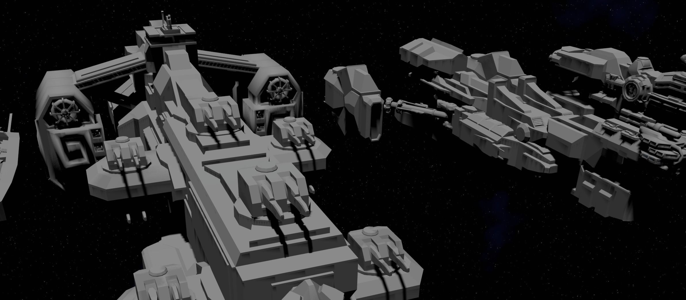 Sci-Fi Space Ships Kitbash Kit 3D model_1