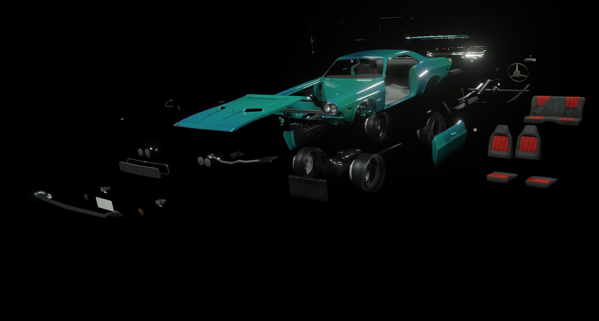 Modular Muscle Car 3D model_2