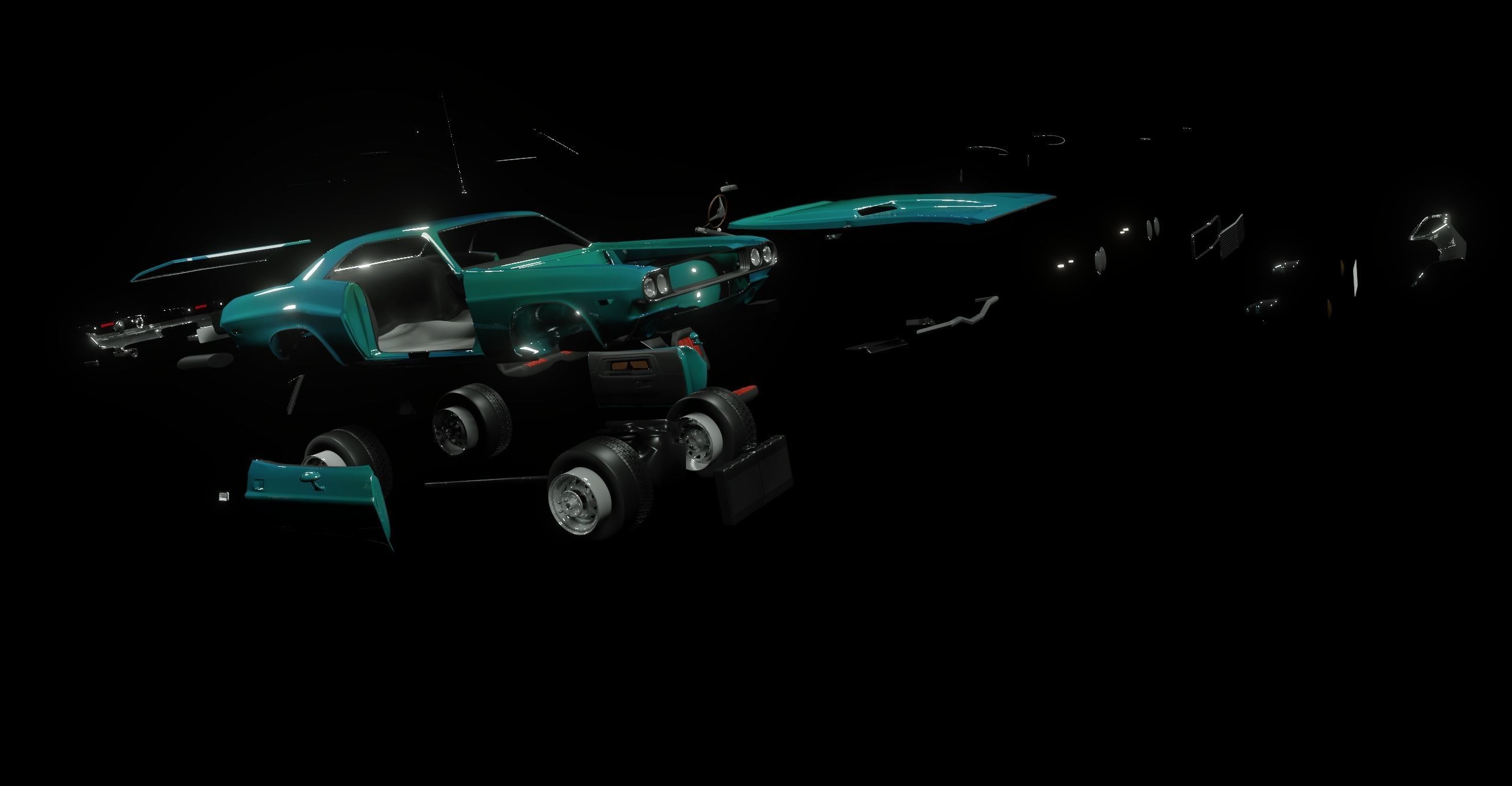 Modular Muscle Car 3D model_8