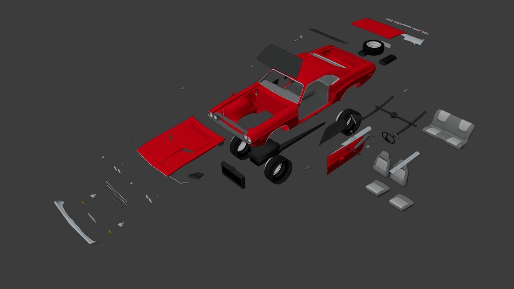 Modular Muscle Car 3D model_10