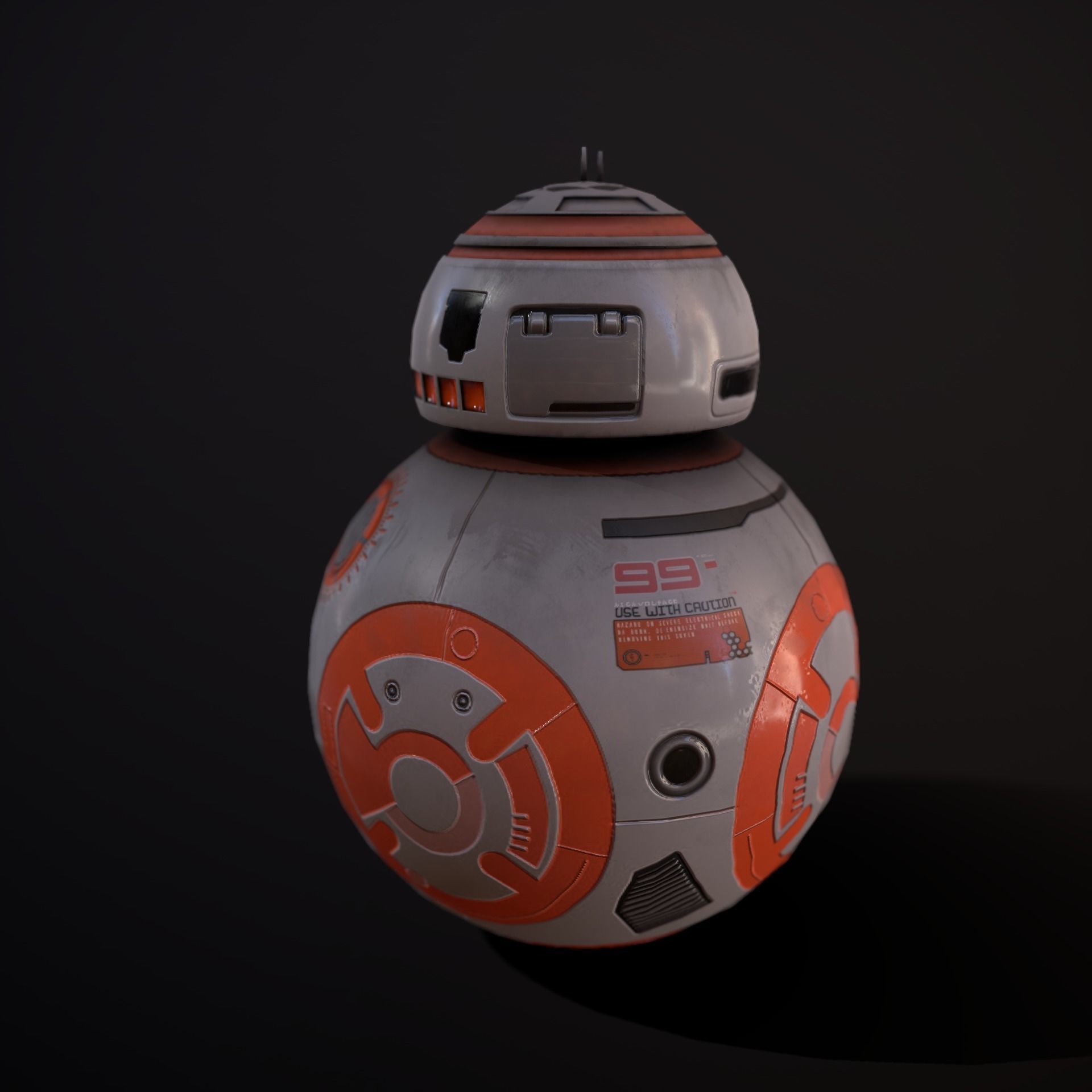 Droid V4 Low-poly 3D model_7