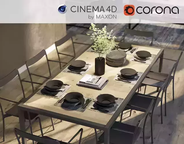 Corona - C4D Scene Files - Dining Room Interior 3D model