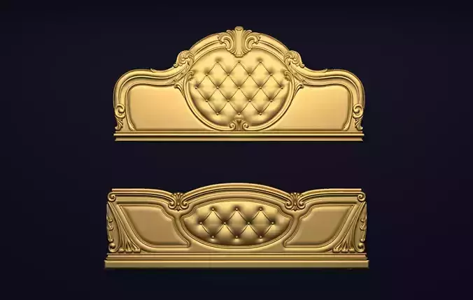 Classic Carved Bed 3D model 05