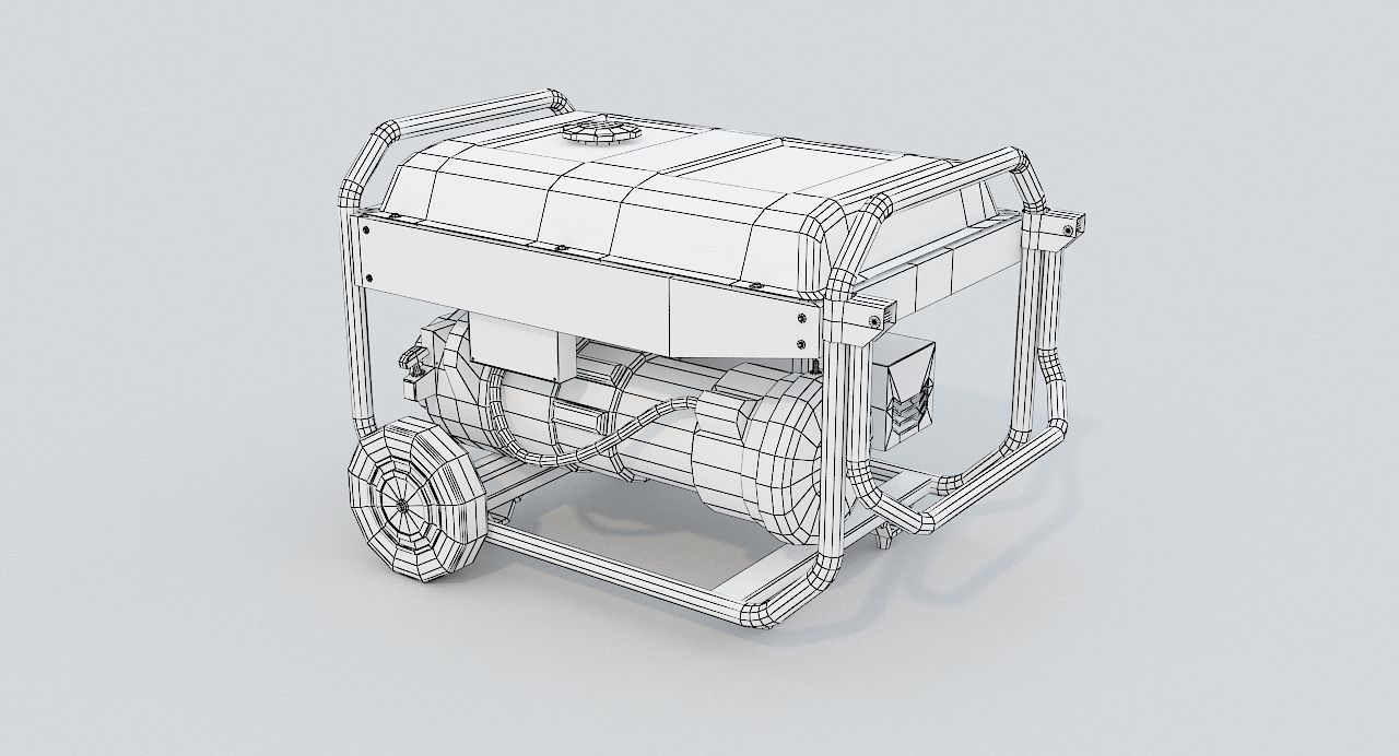 Portable Generator Low-poly 3D model_2