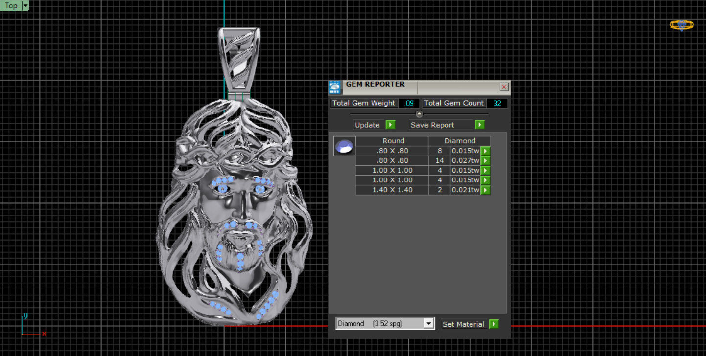 Jesus Face pendante with gems 3D print model_14