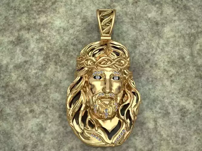 Jesus Face pendante with gems