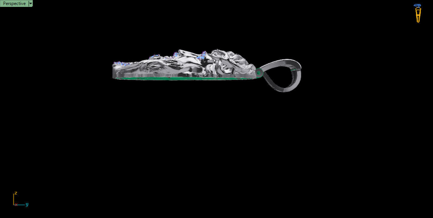 Jesus Face pendante with gems 3D print model_8