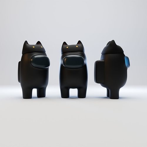 Among Us Cat Head Hat Character 3D model