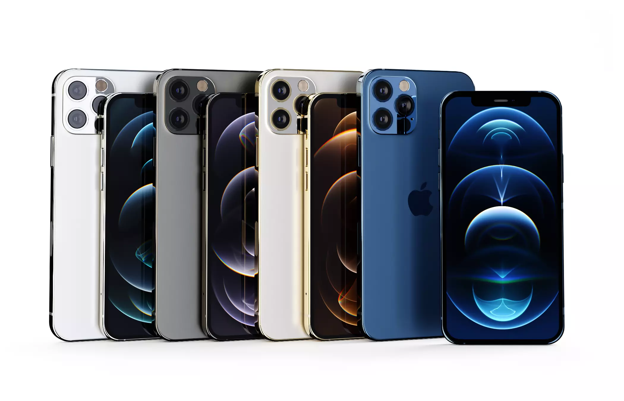 Apple iPhone 12 Pro and iPhone 12 Pro Max All Official Colors Low-poly 3D model