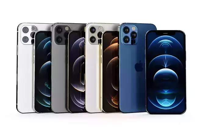 Apple iPhone 12 Pro and iPhone 12 Pro Max All Official Colors Low-poly 3D model